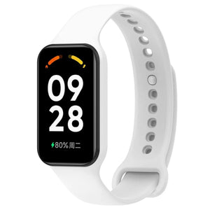 Silicone Strap, white, on a watch, 3/4 front view