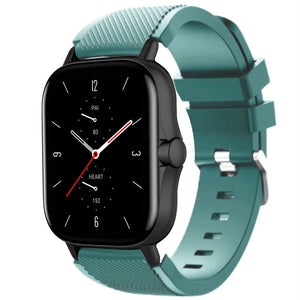 Twill Silicone Strap, viridian, on a watch, 3/4 front view