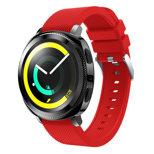 Twill Silicone Strap, red, on a watch, 3/4 front view