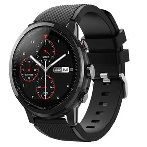 Twill Silicone Strap, black, on a watch, 3/4 front view