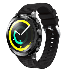 Twill Silicone Strap, black, on a watch, 3/4 front view