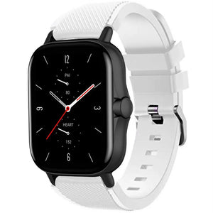 Twill Silicone Strap, white, on a watch, 3/4 front view