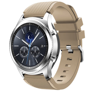 Twill Silicone Strap, beige, on a watch, 3/4 front view