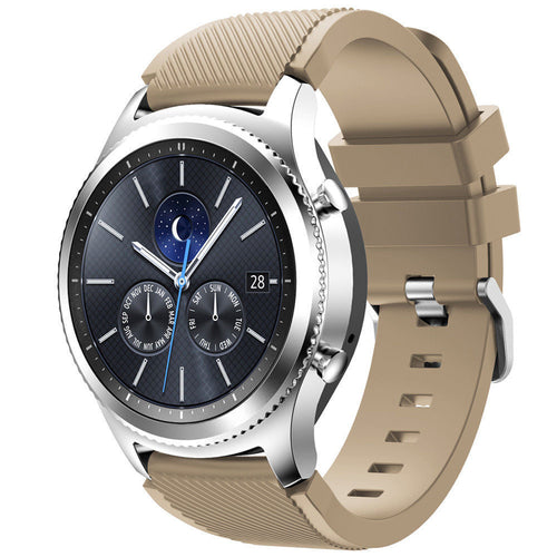 Twill Silicone Strap, beige, on a watch, 3/4 front view
