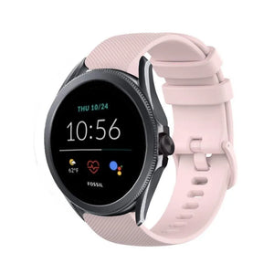 Premium Silicone Strap, pink, on a watch, 3/4 front view