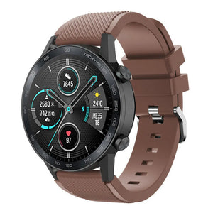 Twill Silicone Strap, brown, on a watch, 3/4 front view