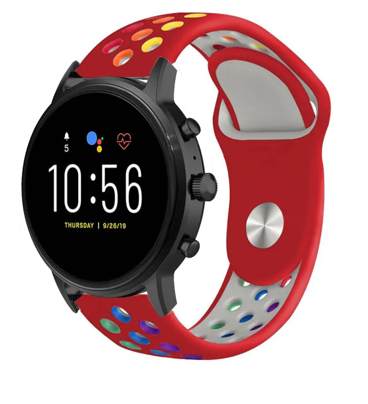 Silicone Sport Strap, on a watch, 3/4 front view