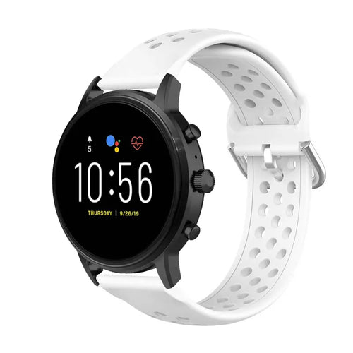 Breathable Silicone Strap, white, on a watch, 3/4 front view