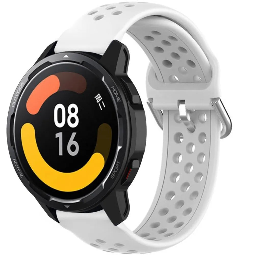 Breathable Silicone Strap, white, on a watch, 3/4 front view