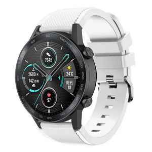 Twill Silicone Strap, white, on a watch, 3/4 front view