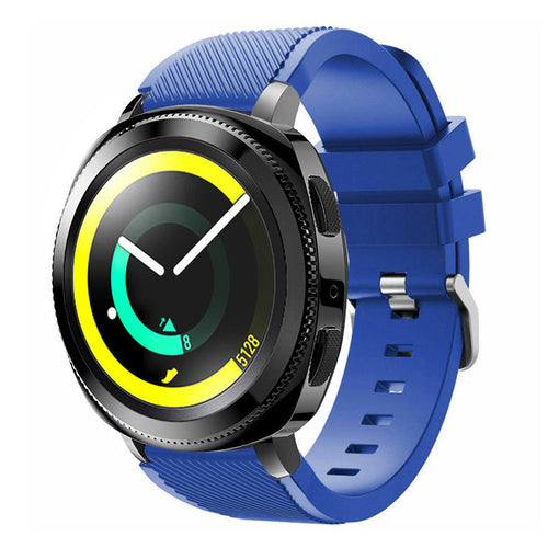 Twill Silicone Strap, blue, on a watch, 3/4 front view