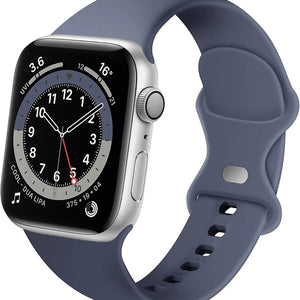 Silicone Strap 'Classic', grey-blue, on a watch, 3/4 front view
