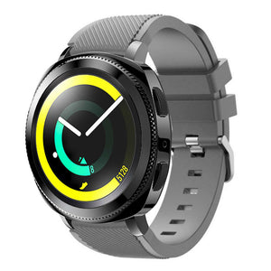 Twill Silicone Strap, grey, on a watch, 3/4 front view