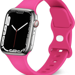 Silicone Strap 'Classic', pink, on a watch, 3/4 front view