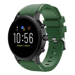 Twill Silicone Strap, army green, on a watch, 3/4 front view
