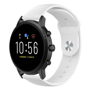 Silicone Sport Strap, white, on a watch, 3/4 front view