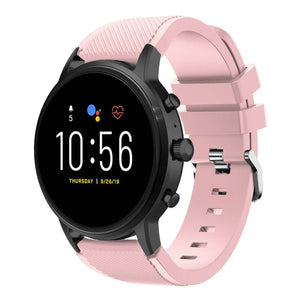 Twill Silicone Strap, pink, on a watch, 3/4 front view