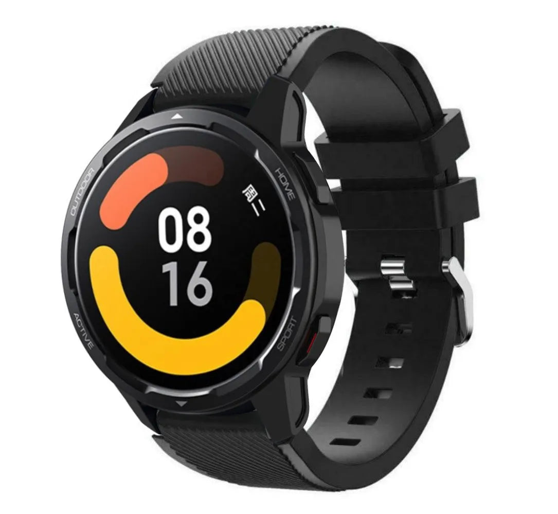 Twill Silicone Strap, black, on a watch, 3/4 front view