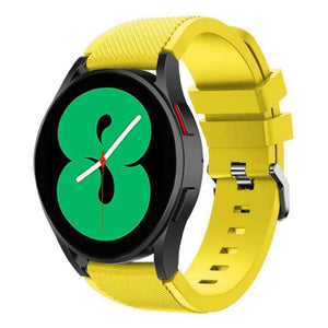 Twill Silicone Strap, yellow, on a watch, 3/4 front view