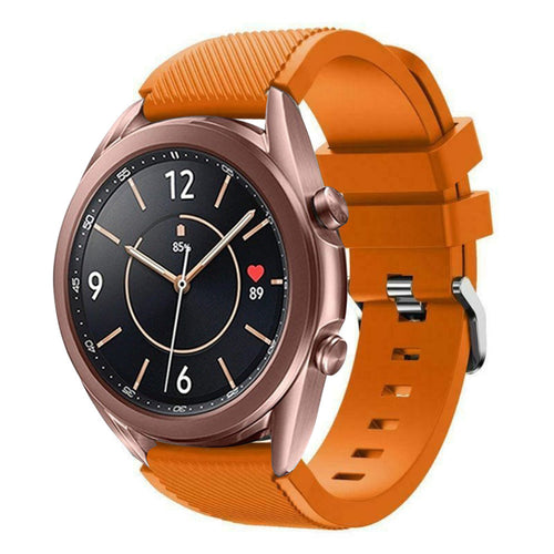 Twill Silicone Strap, orange, on a watch, 3/4 front view