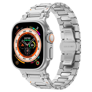 Explorer Steel Strap, silver, on a watch, 3/4 front view