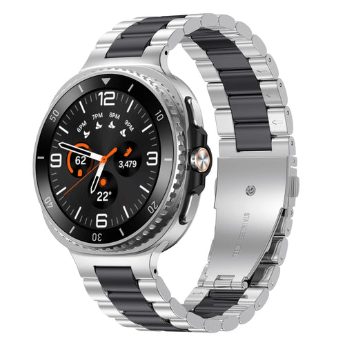 Bracelet acier Samsung Galaxy Watch 8 Classic (argent/noir)