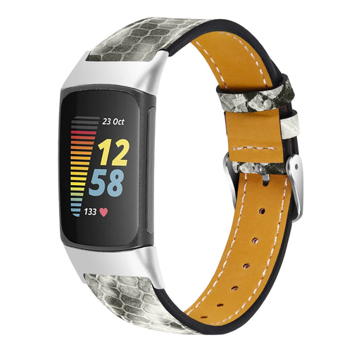 Modern Leather Strap, sneaky snake, on a watch, 3/4 front view