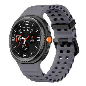 Silicone Ocean Strap, dark grey, on a watch, 3/4 front view