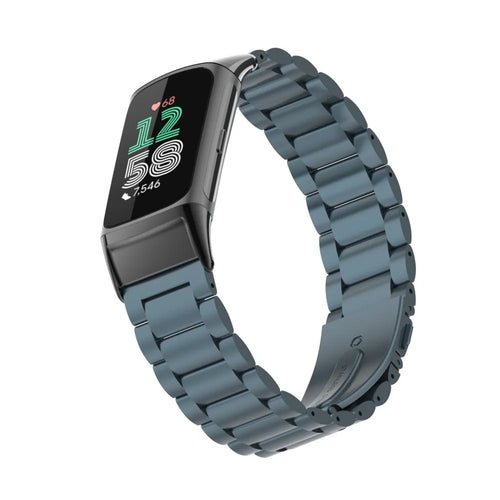Steel Strap, space grey, on a watch, 3/4 front view