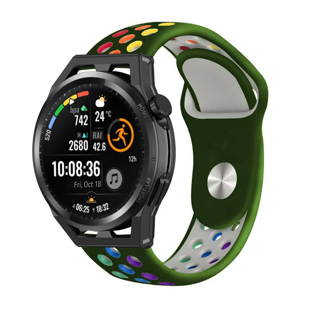 Silicone Sport Strap, on a watch, 3/4 front view