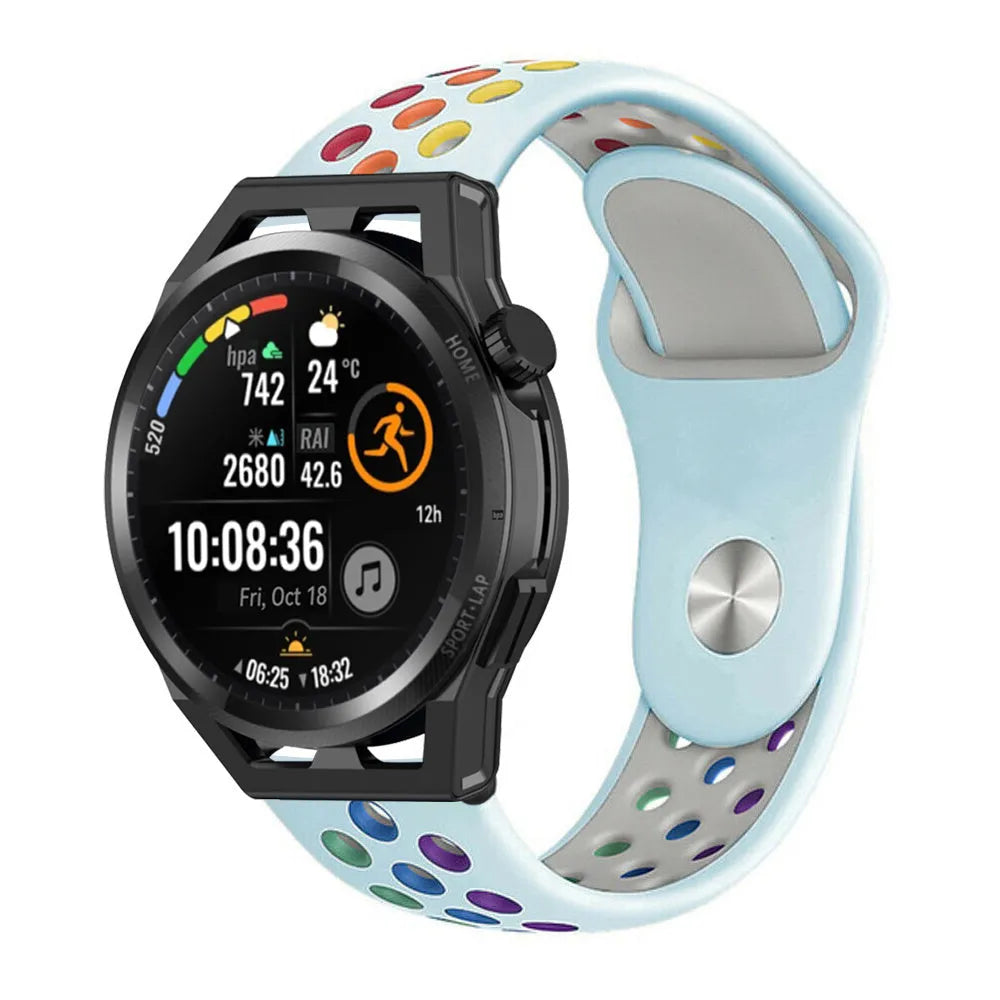 Silicone Sport Strap, on a watch, 3/4 front view