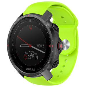 Silicone Sport Strap, light green, on a watch, 3/4 front view