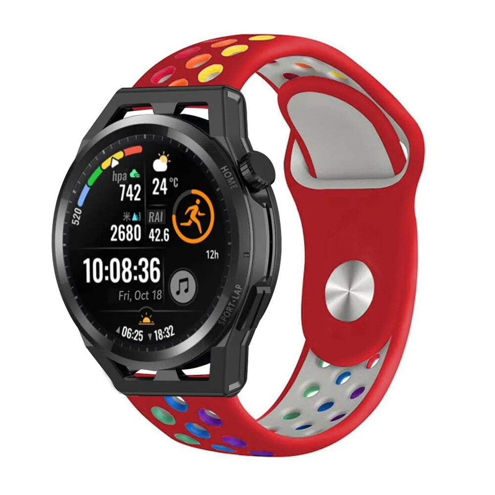 Silicone Sport Strap, on a watch, 3/4 front view