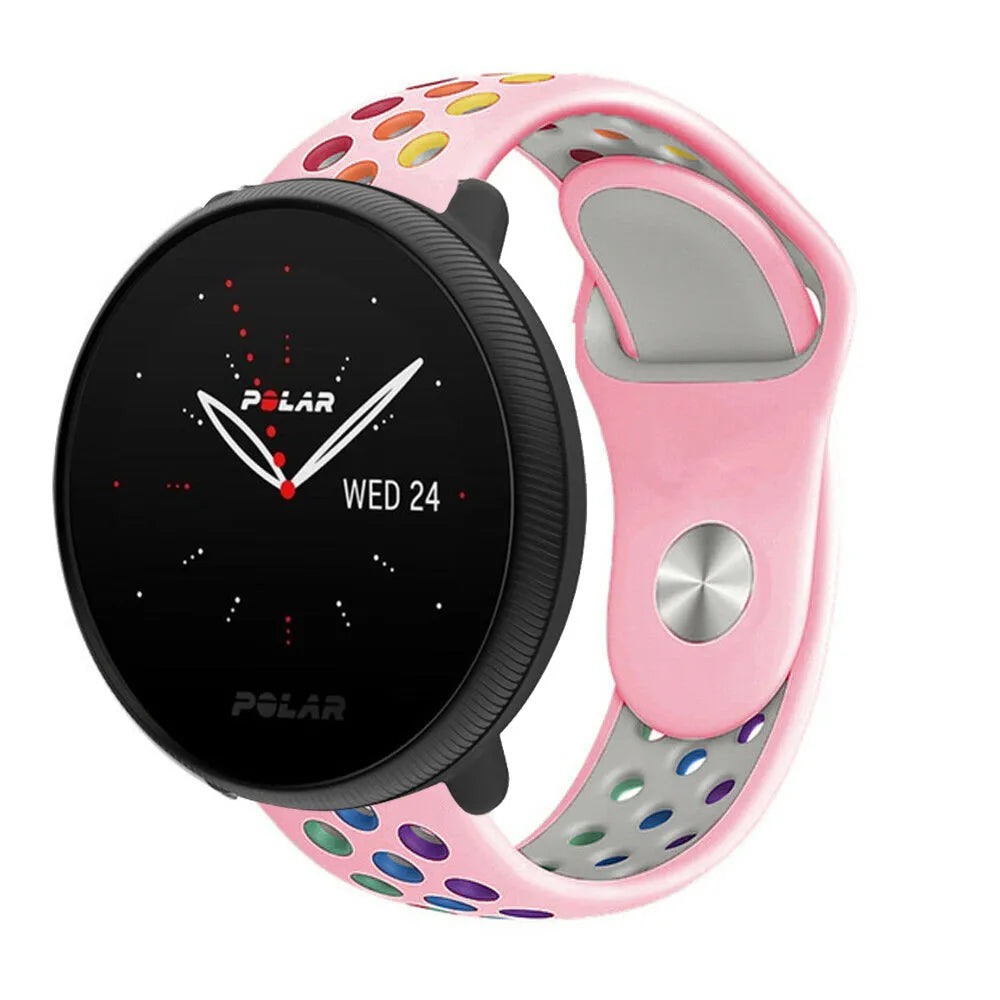 Silicone Sport Strap, on a watch, 3/4 front view