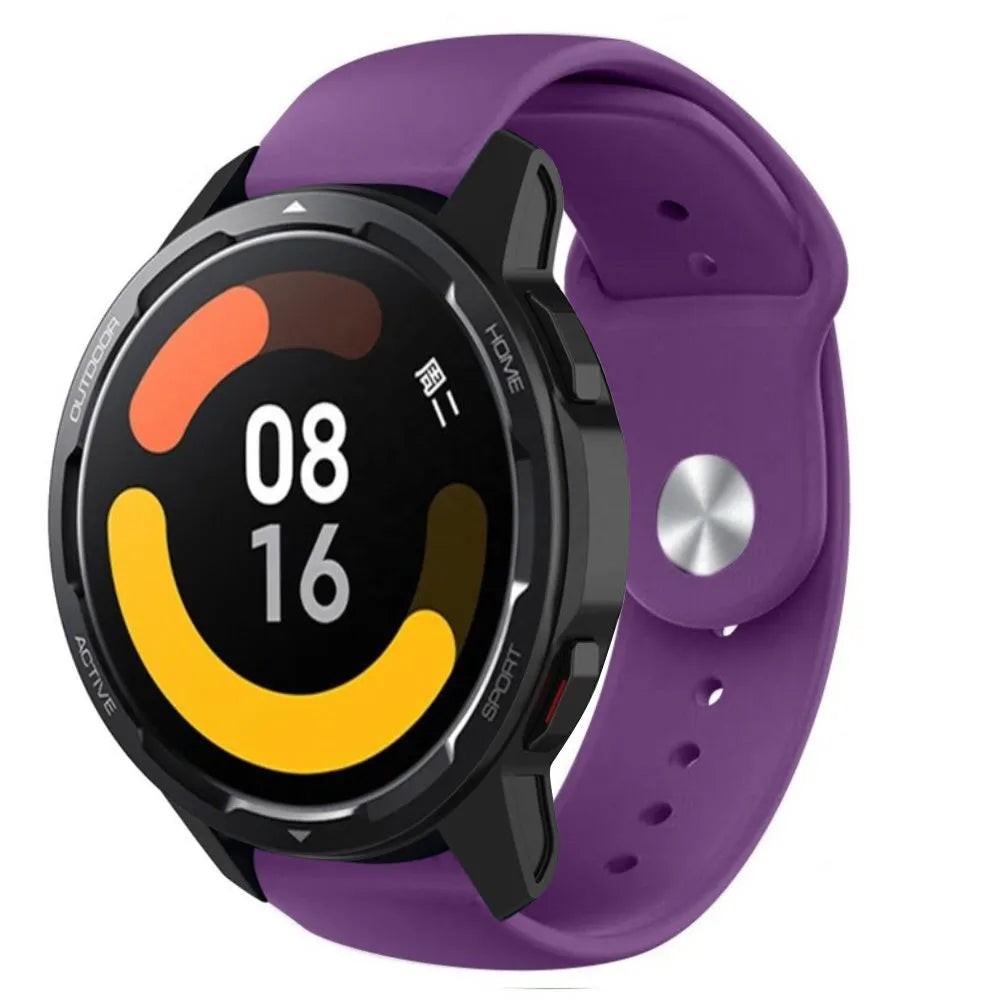 Silicone Sport Strap, purple, on a watch, 3/4 front view