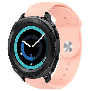 Silicone Sport Strap, pink, on a watch, 3/4 front view