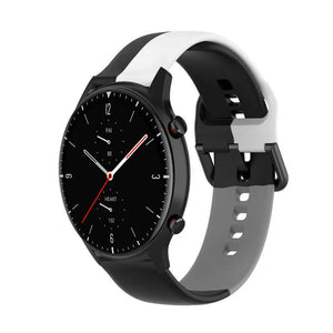 Silicone Triple Sport Strap, on a watch, 3/4 front view