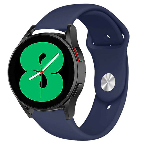 Silicone Sport Strap, dark blue, on a watch, 3/4 front view