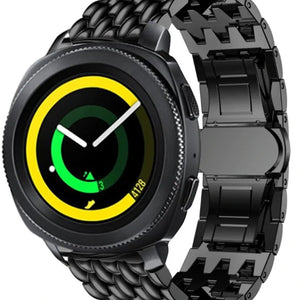 Steel Dragon Strap, black, on a watch, 3/4 front view
