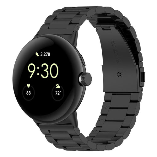 Steel Strap, black, on a watch, 3/4 front view