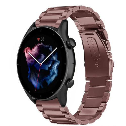 Steel Strap, bronze, on a watch, 3/4 front view