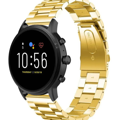 Steel Strap, gold, on a watch, 3/4 front view