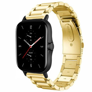 Steel Strap, gold, on a watch, 3/4 front view