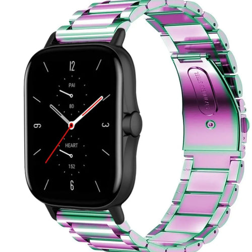 Steel Strap, pearlescent, on a watch, 3/4 front view