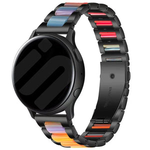 Steel Resin Strap, black/colourful, on a watch, 3/4 front view