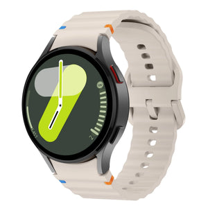 Wave Silicone Strap, starlight, on a watch, 3/4 front view