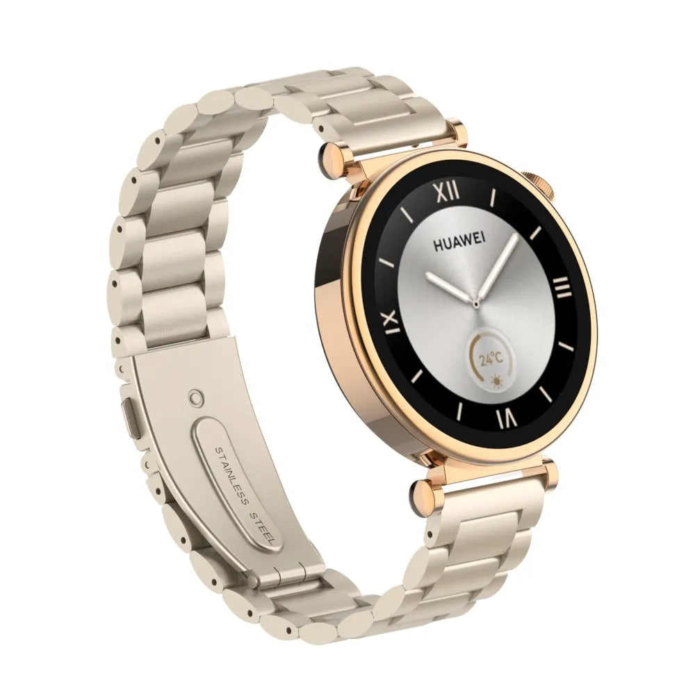 Steel Strap, starlight, on a watch, 3/4 front view