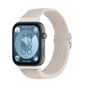 Nylon Adjustable Braided Strap, starlight, on a watch, 3/4 front view