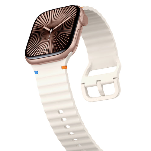 Bracelet silicone ondulé Apple Watch Ultra (lumière stellaire)