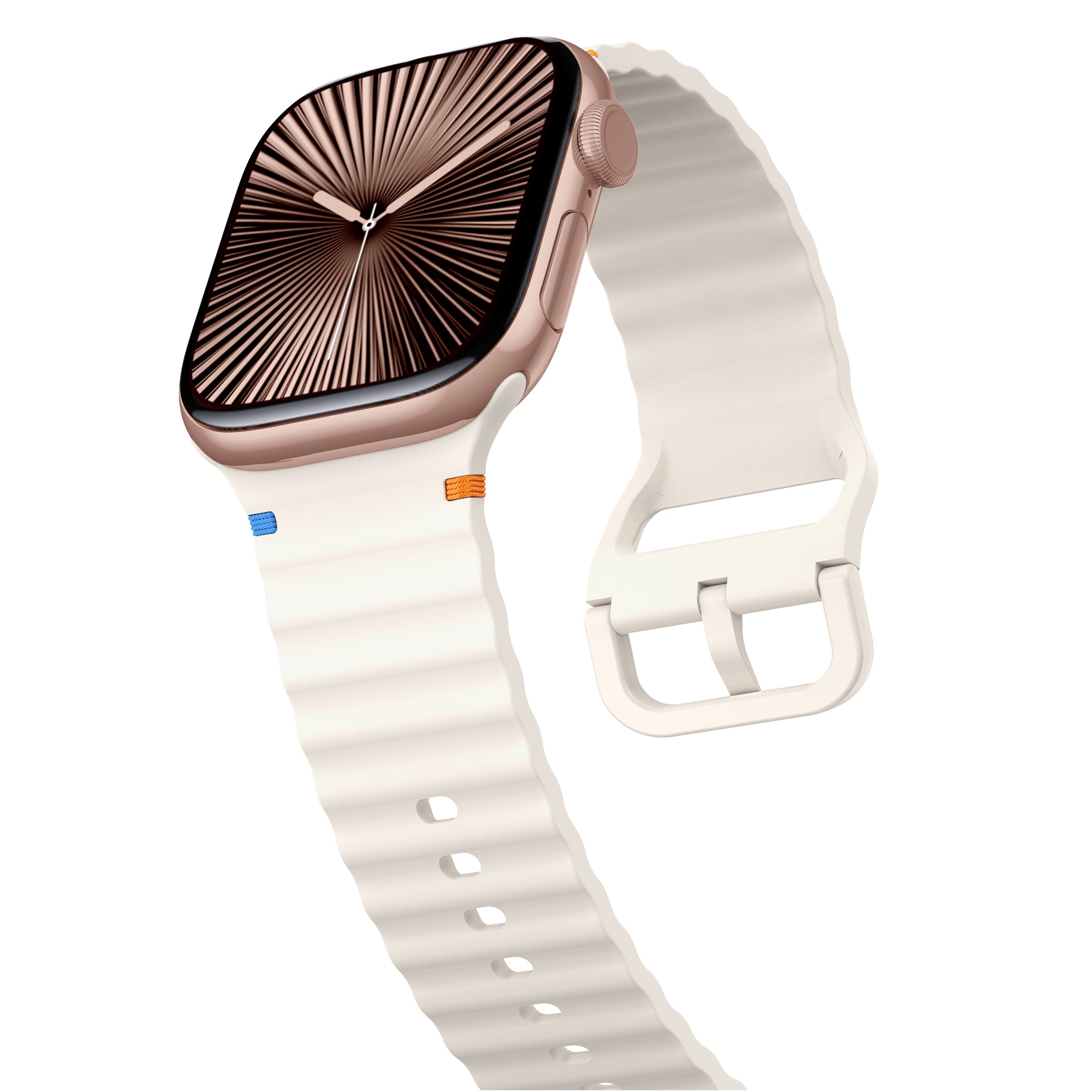 Bracelet silicone ondulé Apple Watch Ultra (lumière stellaire)